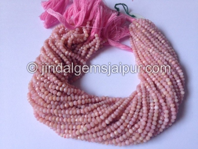 Pink Opal Faceted Roundelle Shape Beads